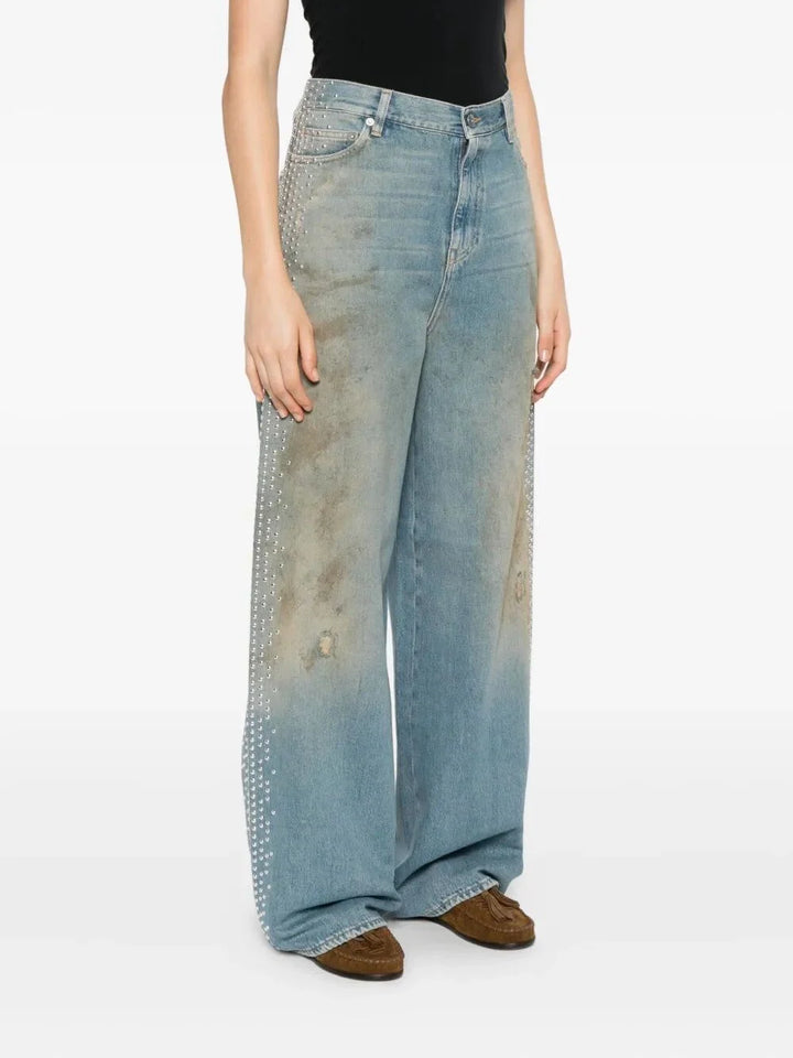 Golden Goose Women `Journey` `Melody` Boyfriend Jeans With Studs On Side