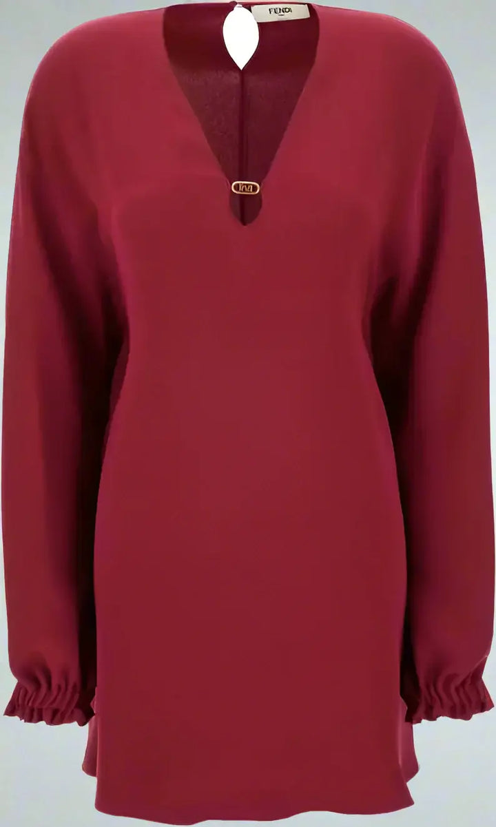 FENDI red burgundy Cady Silk Dress