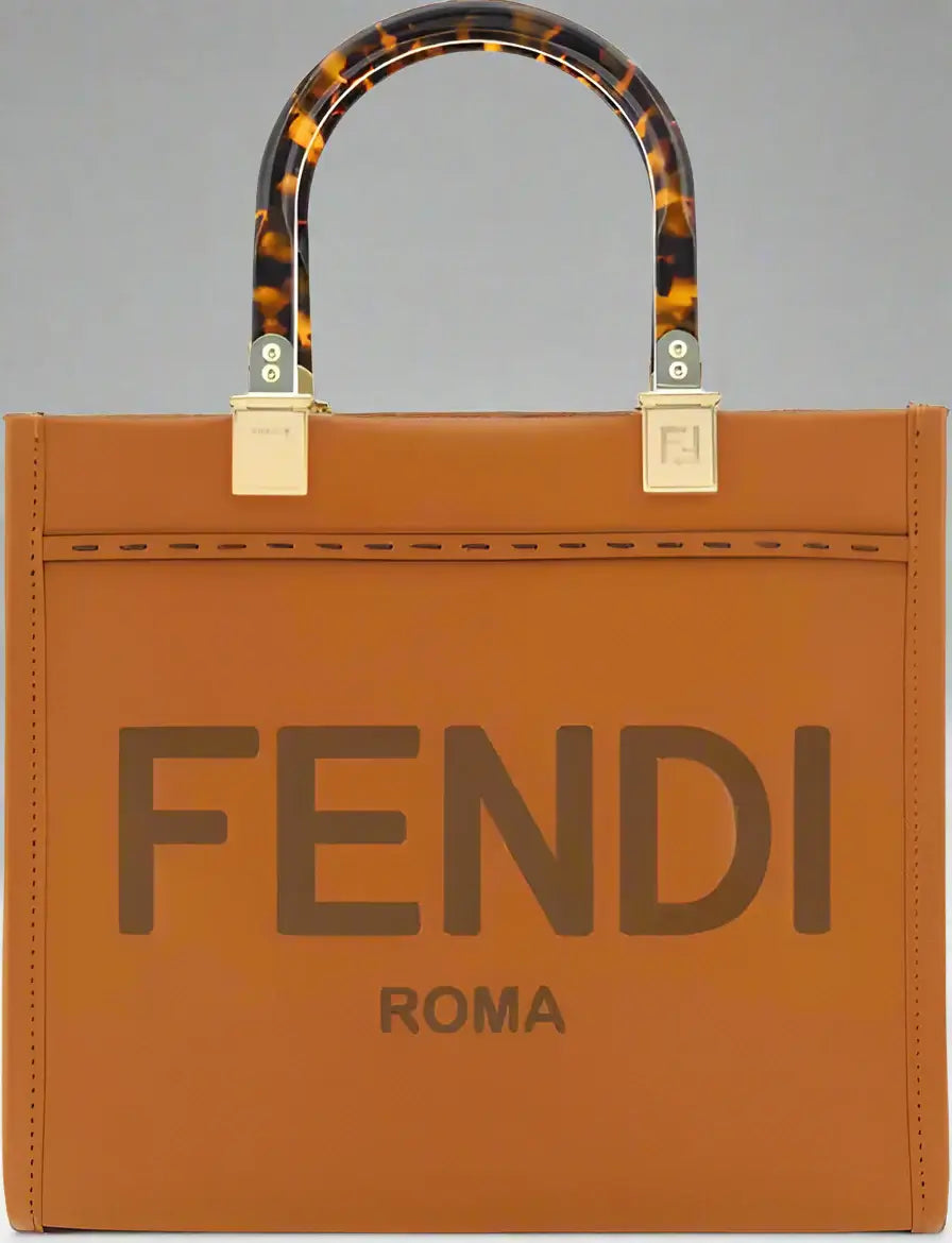 FENDI brown leather Sunshine Small Shoulder Bag