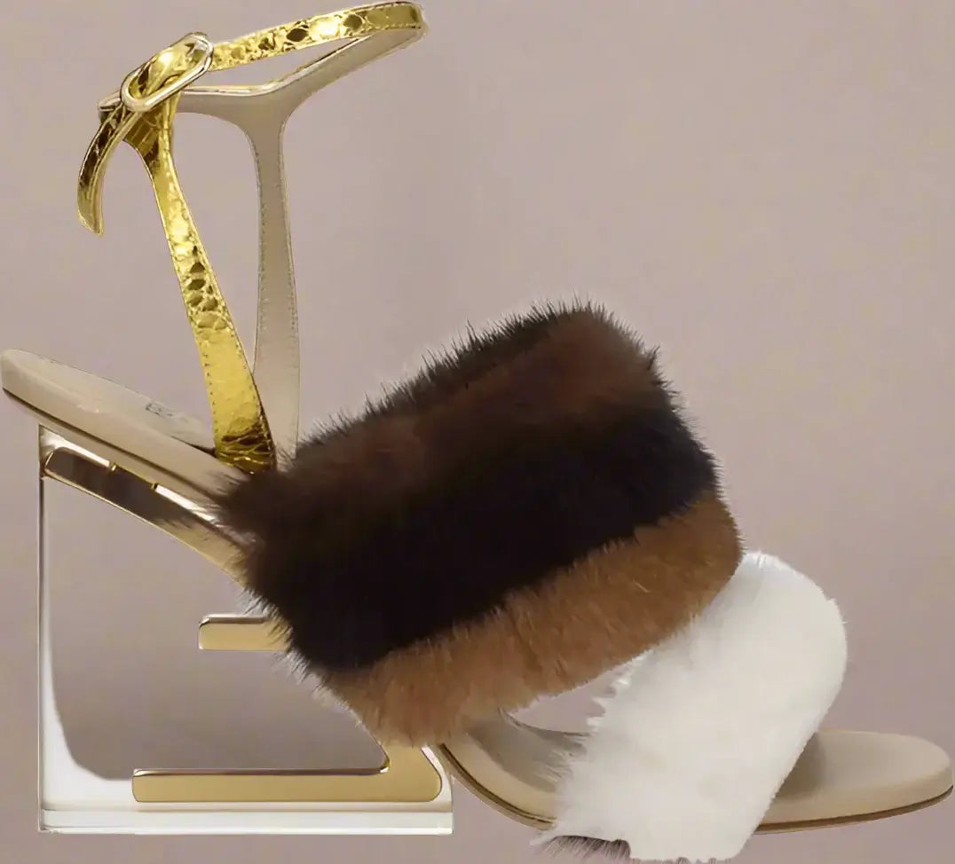 Brown mink sandals