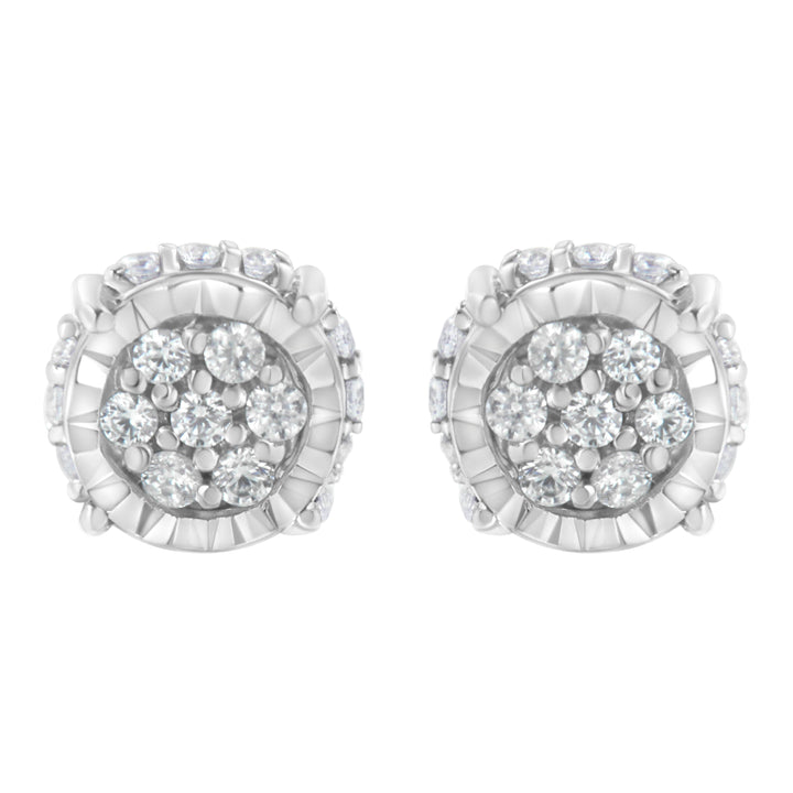 .925 Sterling Silver 1/3 cttw Round-cut Diamond Floral Stud Earring (I-J Clarity, I3 Color)