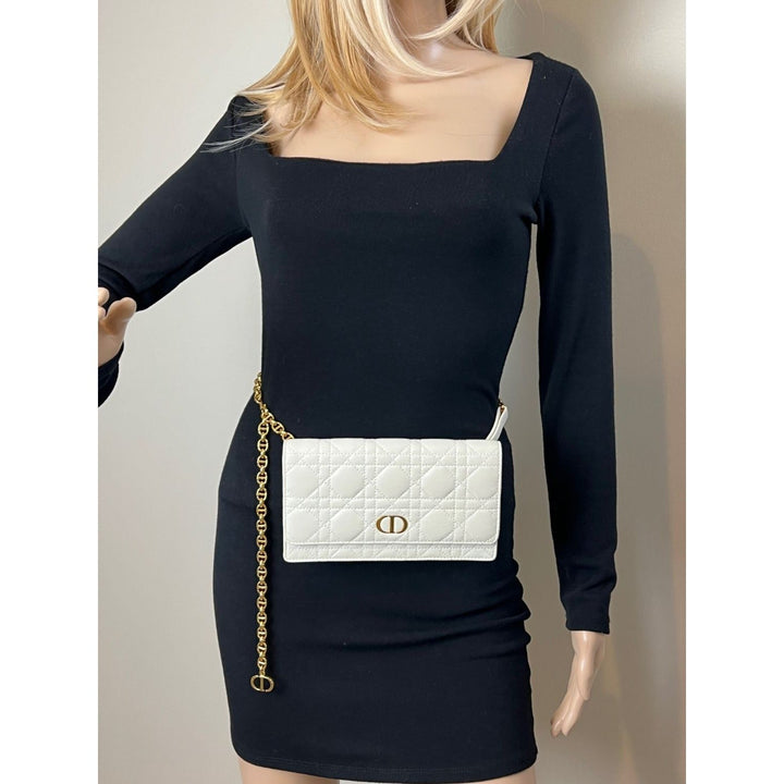 Christian Dior Caro Cannage white leather belt bag clutch – STORE 7994