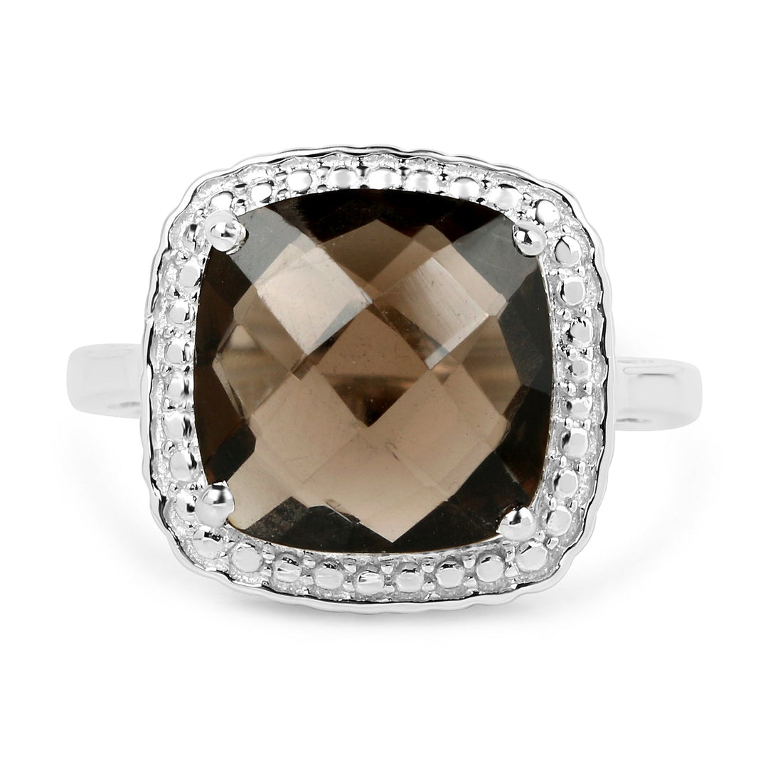 3.96 Carat Genuine Smoky Quartz .925 Sterling Silver Ring