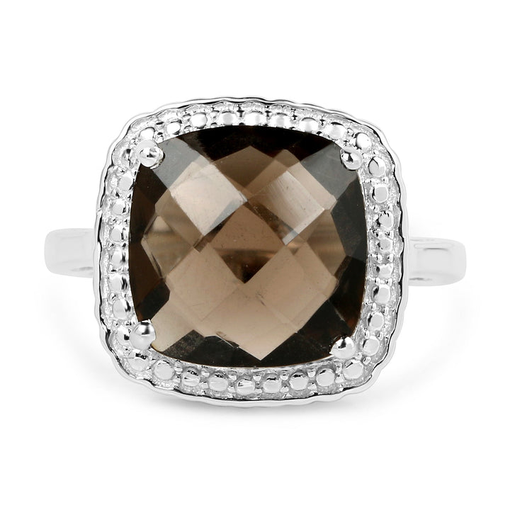 3.96 Carat Genuine Smoky Quartz .925 Sterling Silver Ring