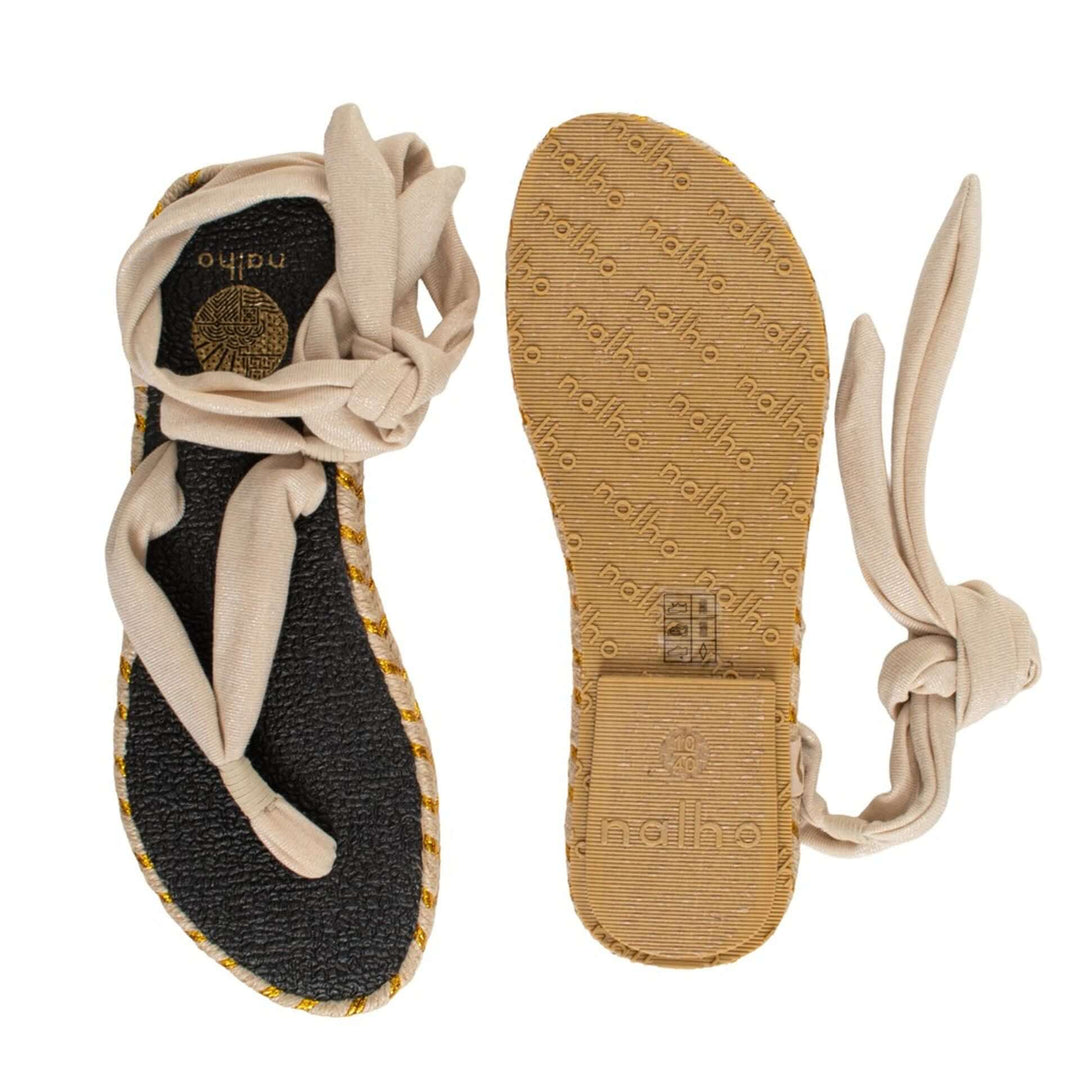 Nalho women's beige calf strap open toe Thong Sandals