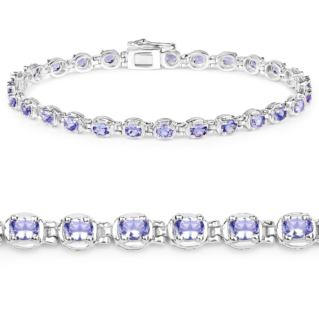 4.59 Carat Genuine Tanzanite .925 Sterling Silver Bracelet
