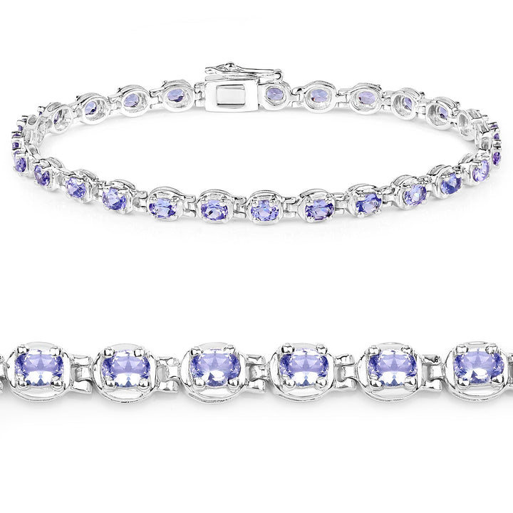 4.59 Carat Genuine Tanzanite .925 Sterling Silver Bracelet