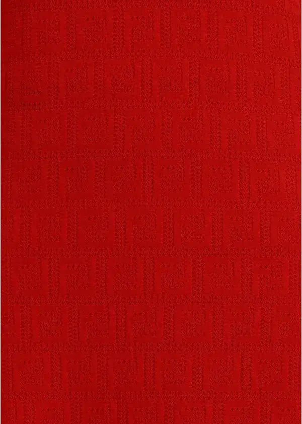 FENDI red logo embossed Knitted midi Dress