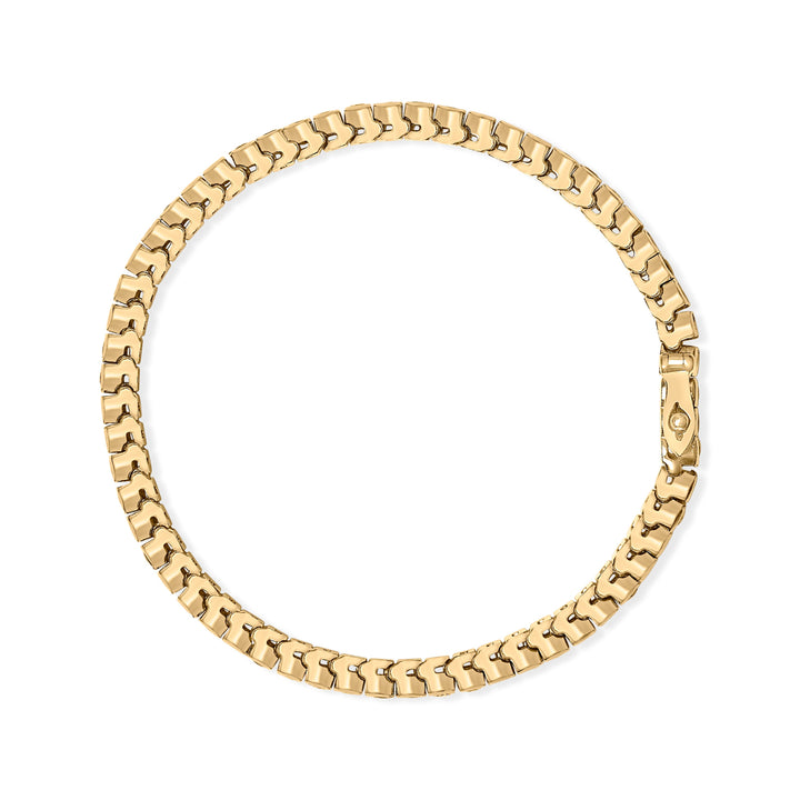 14K Yellow Gold 1 3/4 Cttw Diamond and 5.0 Cttw Blue Sapphire Bezel Set Tennis Bracelet (G-H Color, SI1-SI2 Clarity) - 7" Inches