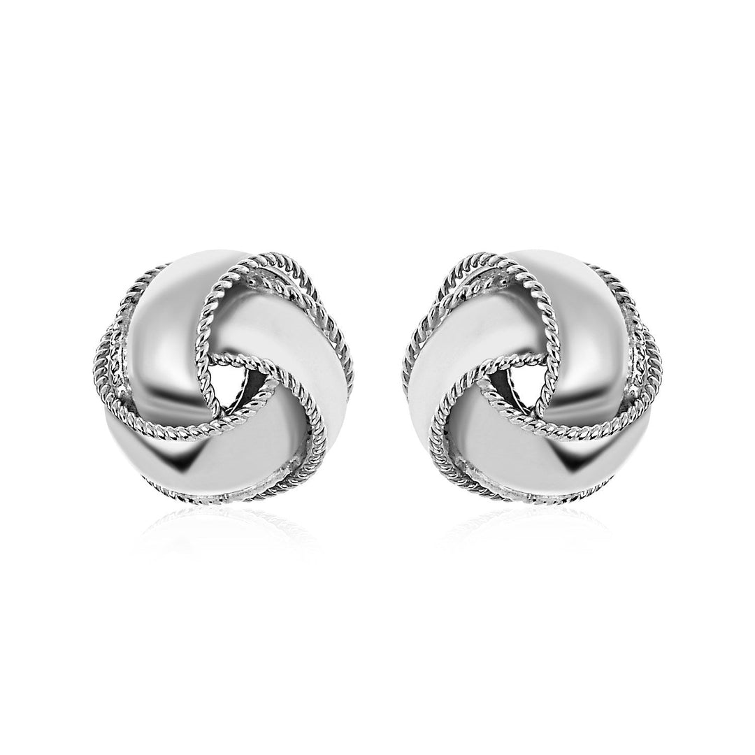 Textured and Polished Love Knot Earrings in Sterling Silver