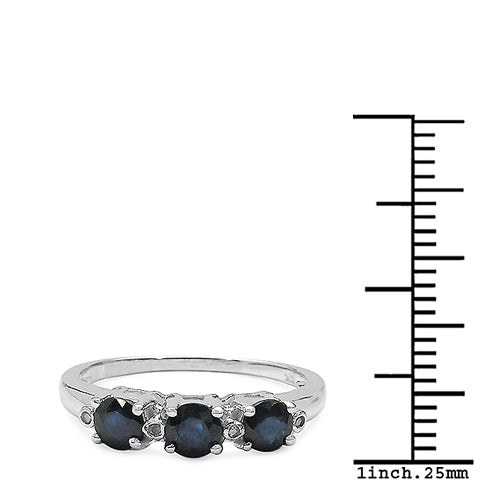 1.01 Carat Blue Sapphire &amp; White Diamond 10K White Gold Ring