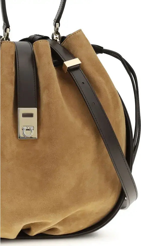 Ferragamo  Brown Calf Leather Bos Taurus Shoulder Bag