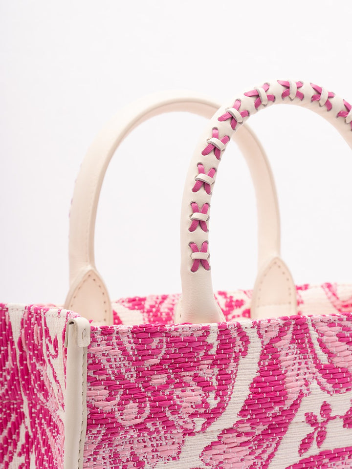 Versace Women Small Tote Rafia `Barocco` And Calf Leather