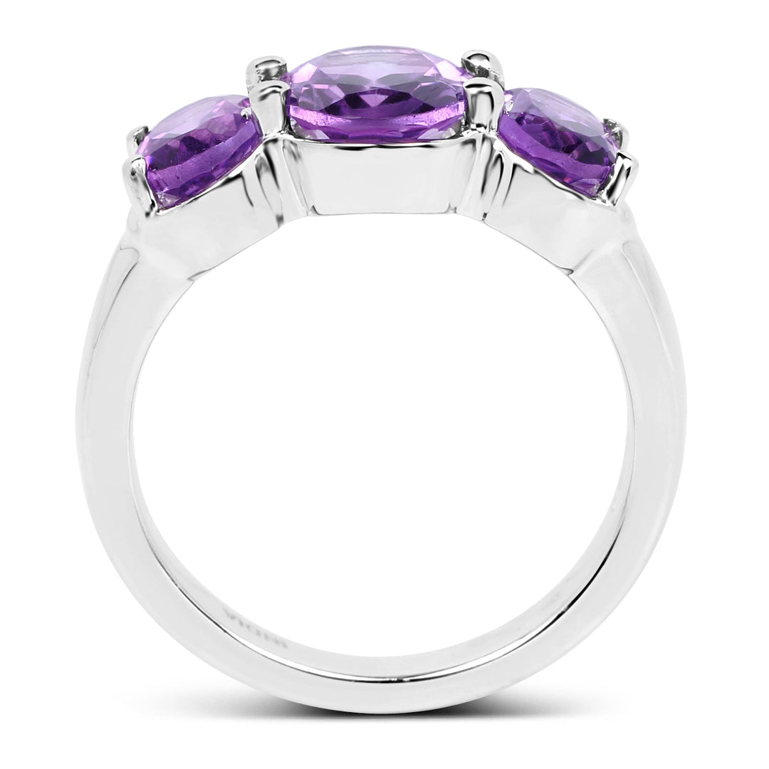 3.20 Carat Genuine Amethyst .925 Sterling Silver Ring