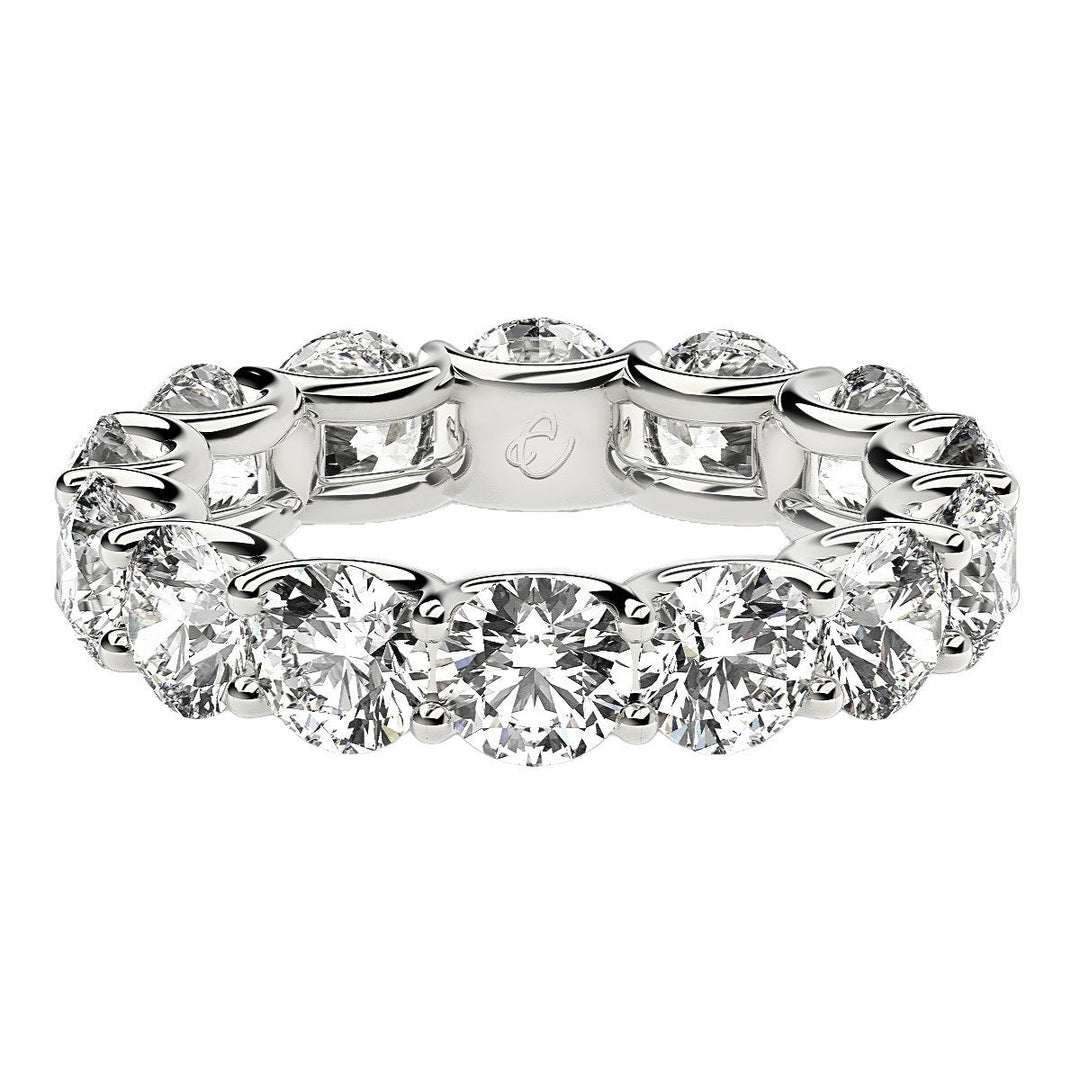 Round Cut Lab Grown Diamond Eternity Ring in 14k White Gold (6 cttw FG/VS2)