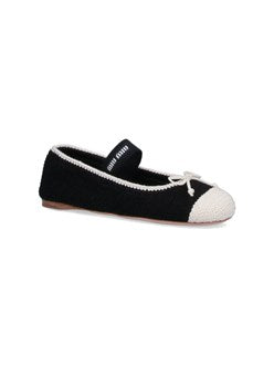 Miu Miu Women Crochet Knit Ballet Flats