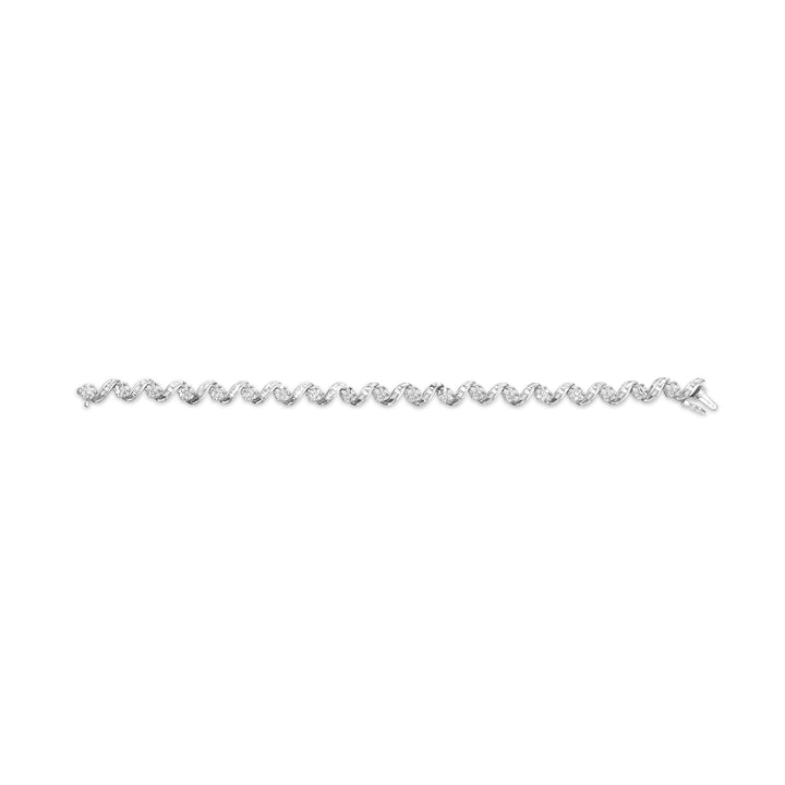 14K White Gold 2.00 Cttw Diamond Cluster and Spiral Link Bracelet (I-J Color, I1-I2 Clarity) - 7"