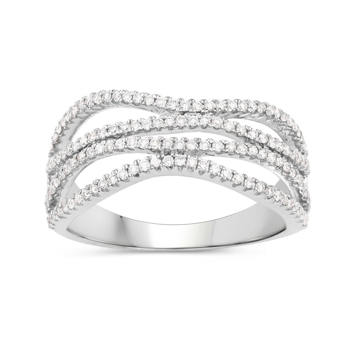 0.46 Carat Genuine White Diamond 14K White Gold Ring (F-G Color, SI Clarity)