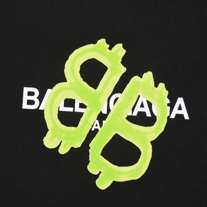 Balenciaga Black &amp; Green T-Shirt Without Collar