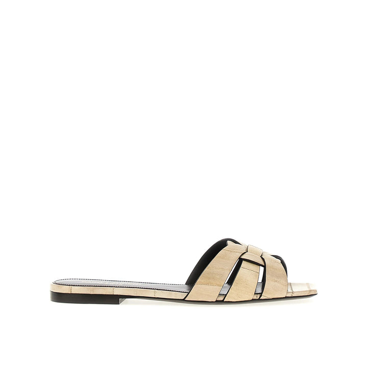 Saint Laurent Tribute Eel Leather Flat Sandals Women