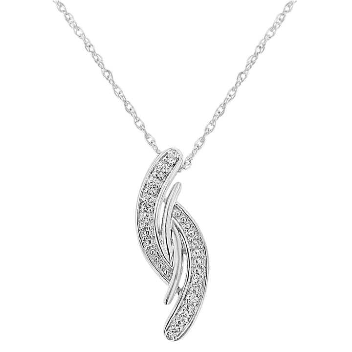 .925 Sterling Silver Diamond Accent Bypass Curve 18" Pendant Necklace (I-J Color, I3 Clarity)