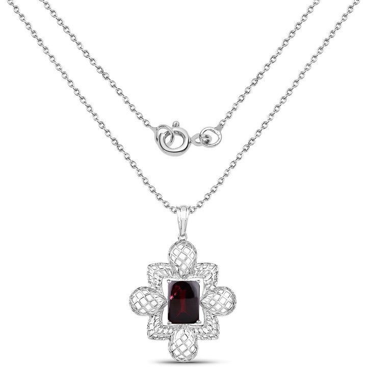 8.00 Carat Genuine Garnet .925 Sterling Silver Pendant