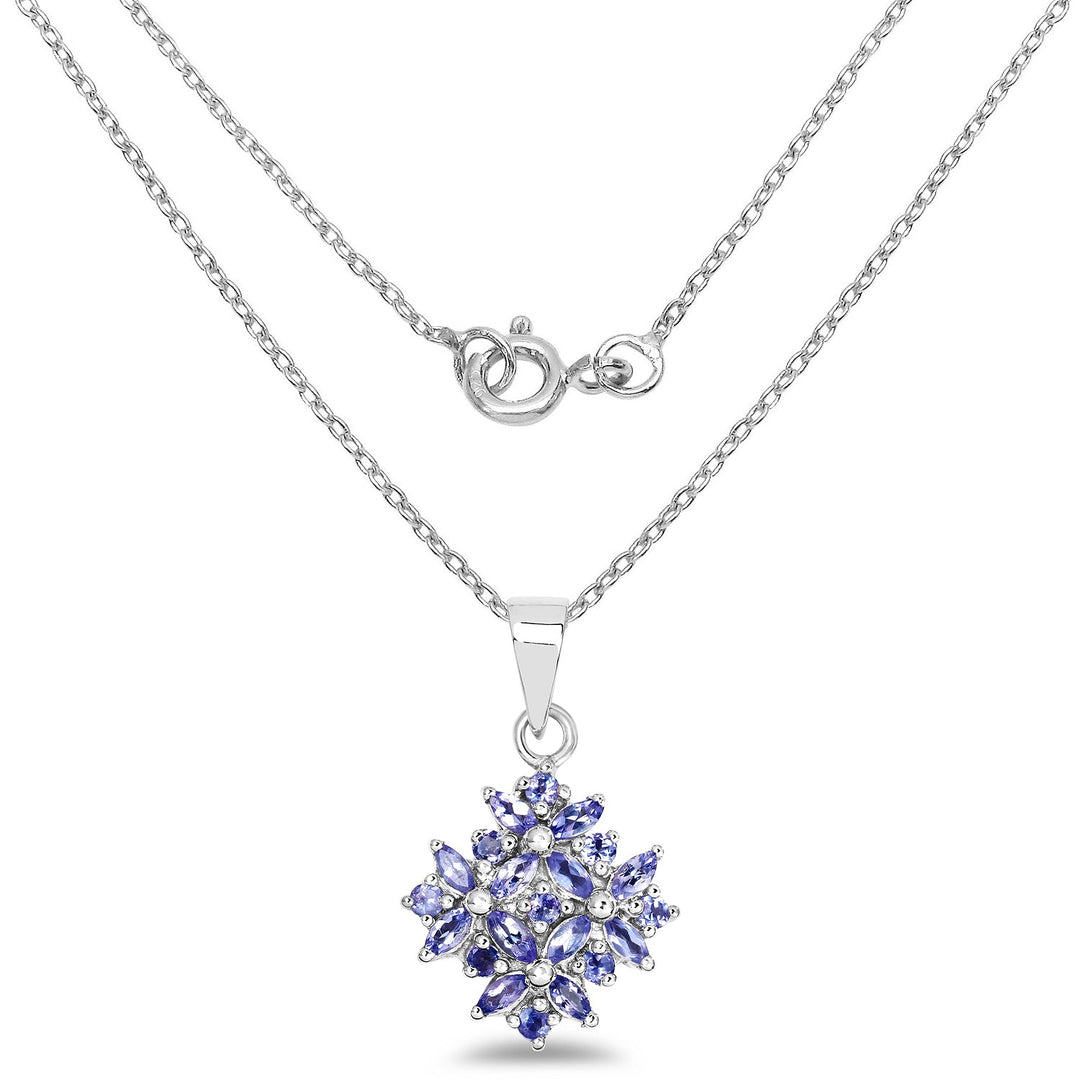 1.50 Carat Genuine Tanzanite .925 Sterling Silver Pendant