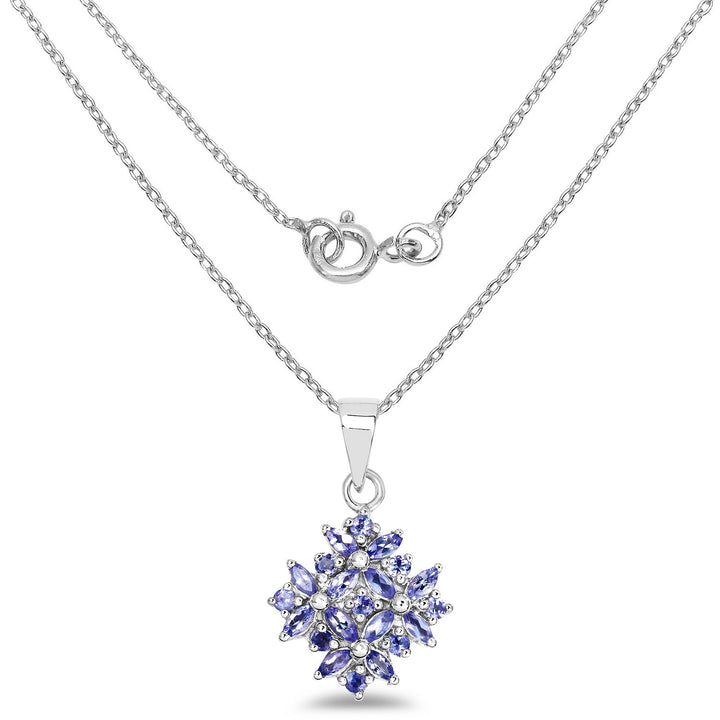 1.50 Carat Genuine Tanzanite .925 Sterling Silver Pendant