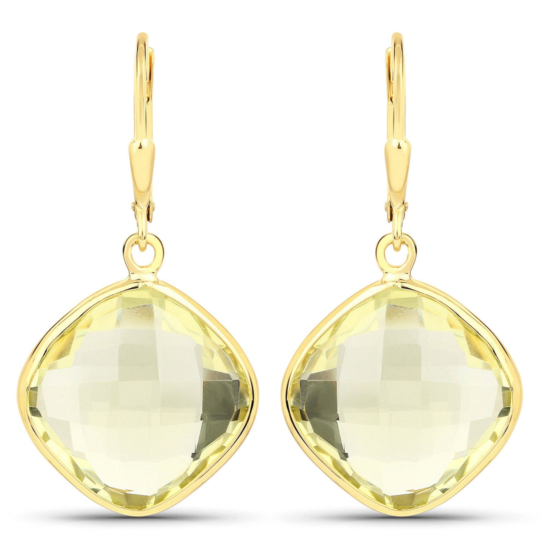 21.40 Carat Genuine Lemon Quartz .925 Sterling Silver Earrings