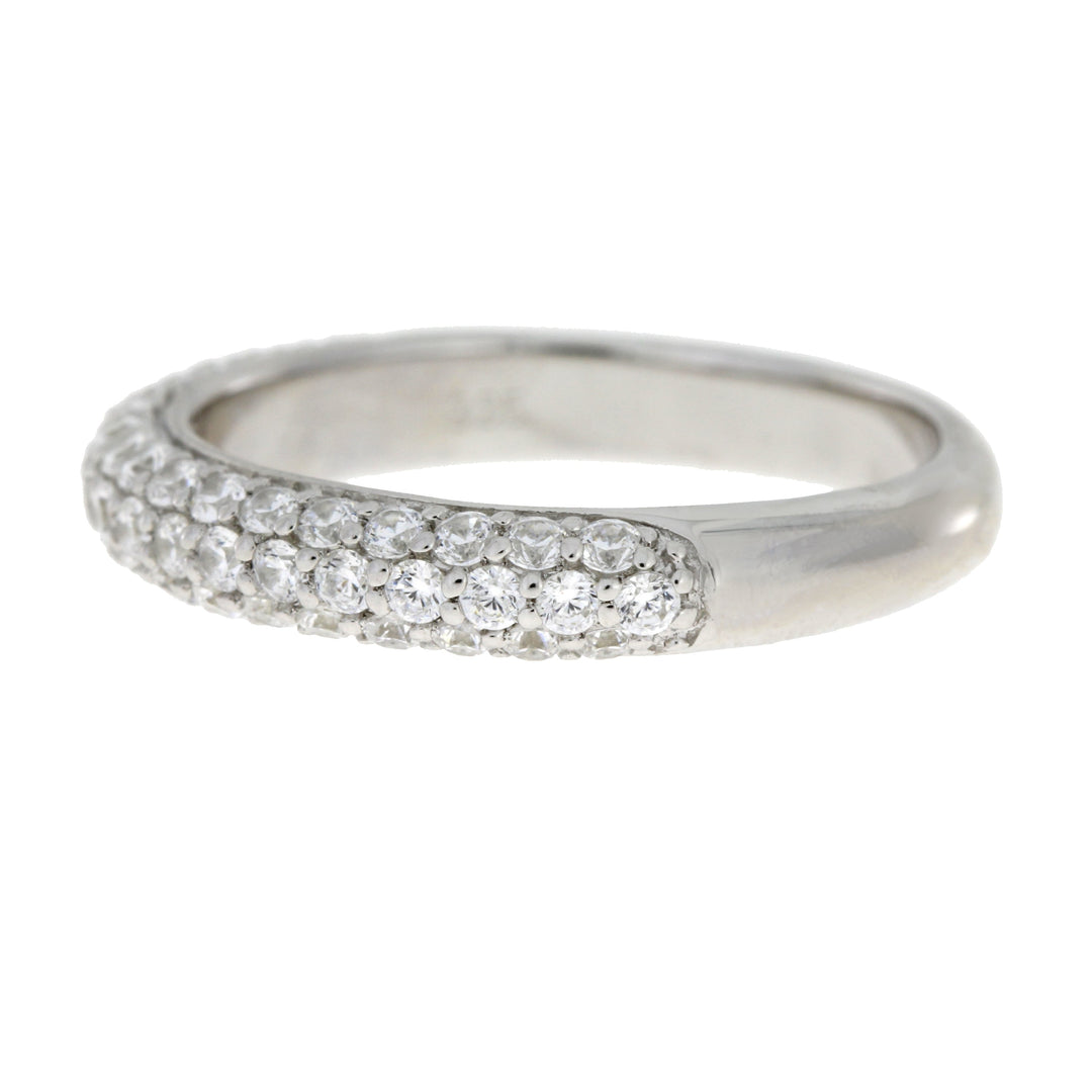 Cubic Zirconium Wedding Band Ring Sterling Silver