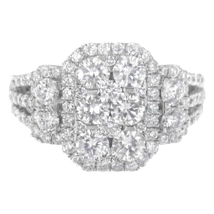 14K White Gold 2 1/4 Cttw Diamond Cocktail Cluster Ring (G-H Color, SI2-I1 Clarity) - Size 7