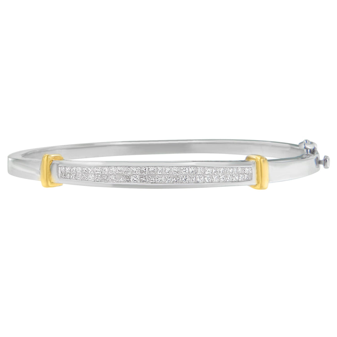 14K Two-Toned Gold Princess Cut Diamond Fashion Bangle (1 cttw, H-I Color, SI1-SI2 Clarity)