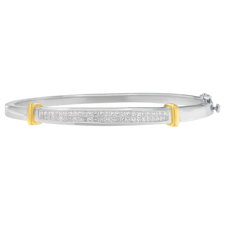 14K Two-Toned Gold Princess Cut Diamond Fashion Bangle (1 cttw, H-I Color, SI1-SI2 Clarity)