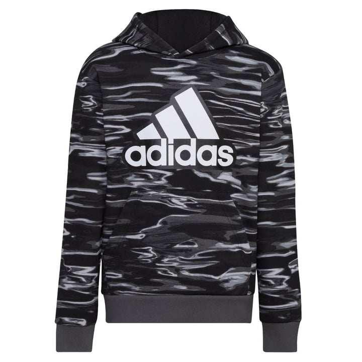 adidas Boys Long Sleeve Camo Print Hoodie Black 4