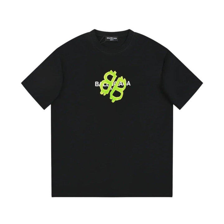 Balenciaga Black &amp; Green T-Shirt Without Collar