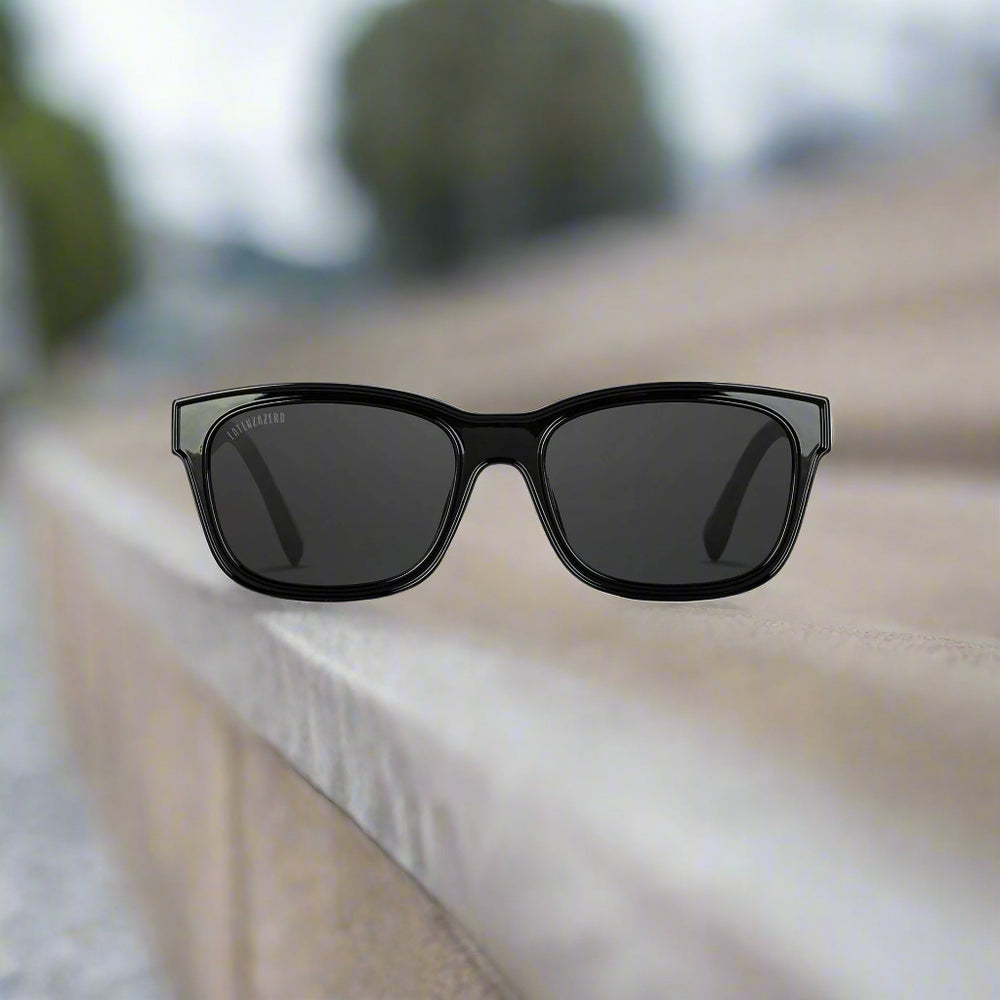 Black stylish Italian designed affordable sunglasses with UV protection.