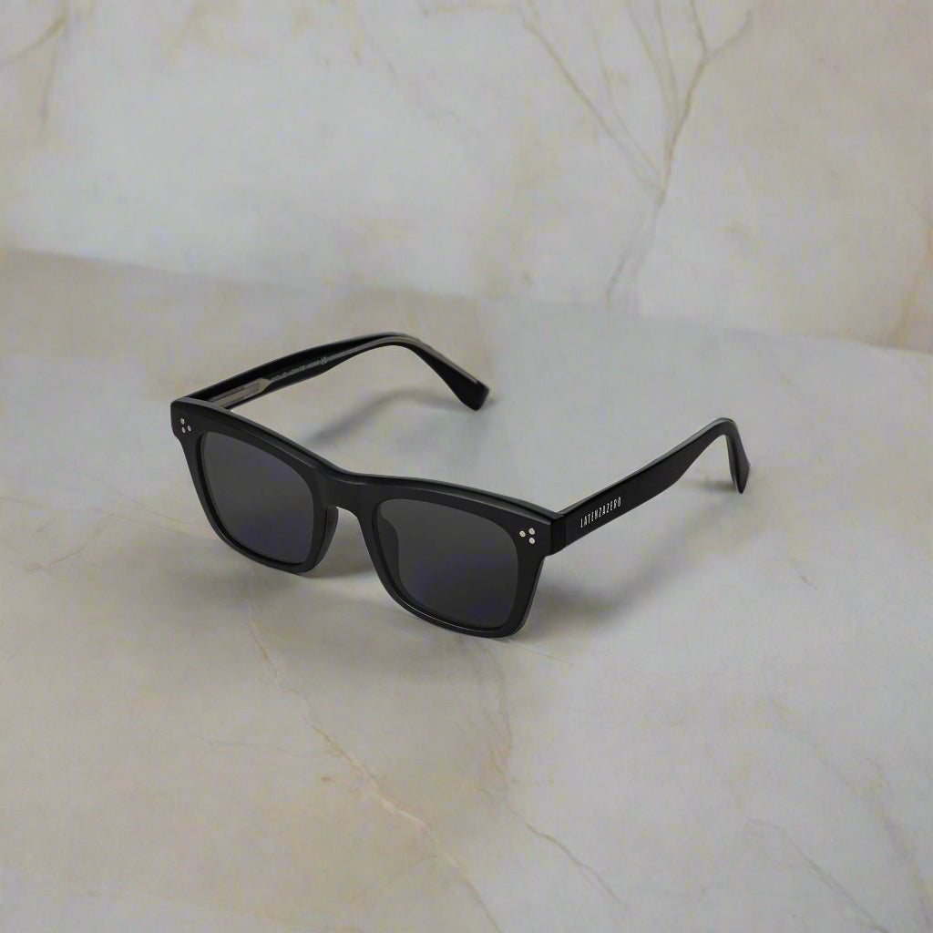 Black stylish Italian designed affordable sunglasses with UV protection.