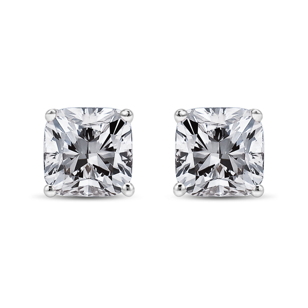 14K White Gold 1 1/2 Cttw Clarity Enhanced Princess Cut Diamond Solitaire Stud Earrings (I-J Color, I1-I2 Clarity)