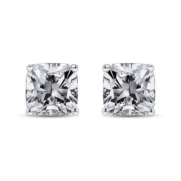 14K White Gold 1 1/2 Cttw Clarity Enhanced Princess Cut Diamond Solitaire Stud Earrings (I-J Color, I1-I2 Clarity)