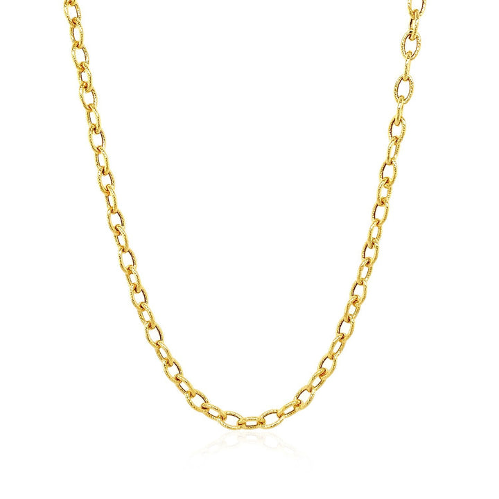 3.5mm 14k Yellow Gold Pendant Chain with Textured Links