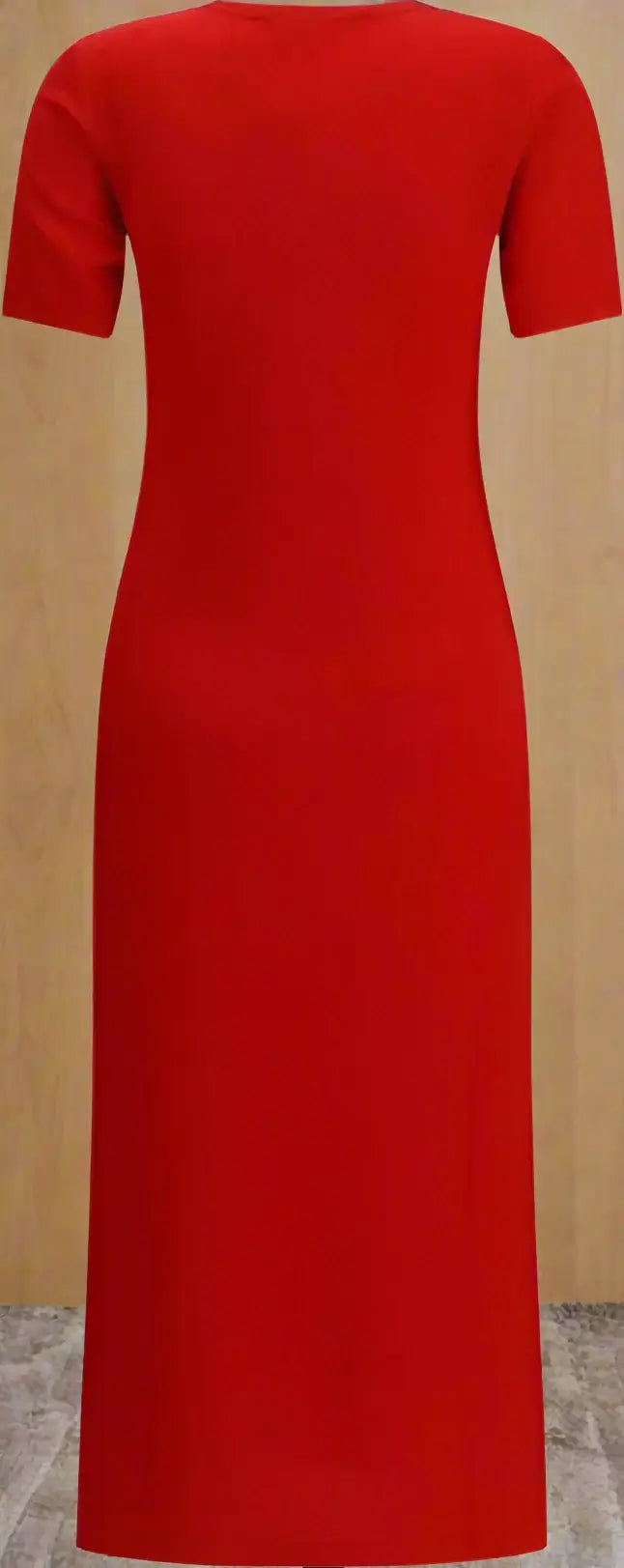 Red embossed logo dress