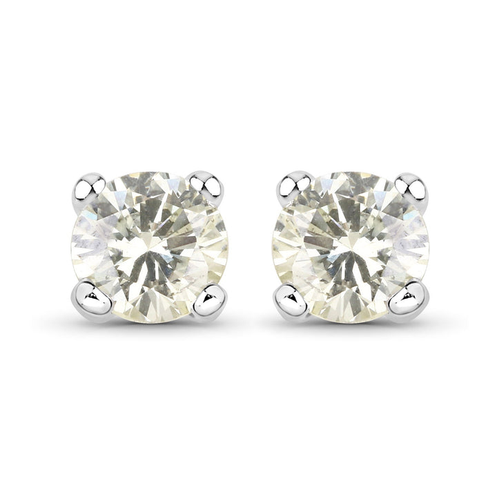 0.71 Carat Genuine White Diamond 14K White Gold Earrings