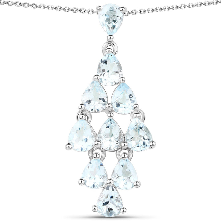 2.20 Carat Genuine Aquamarine .925 Sterling Silver Pendant