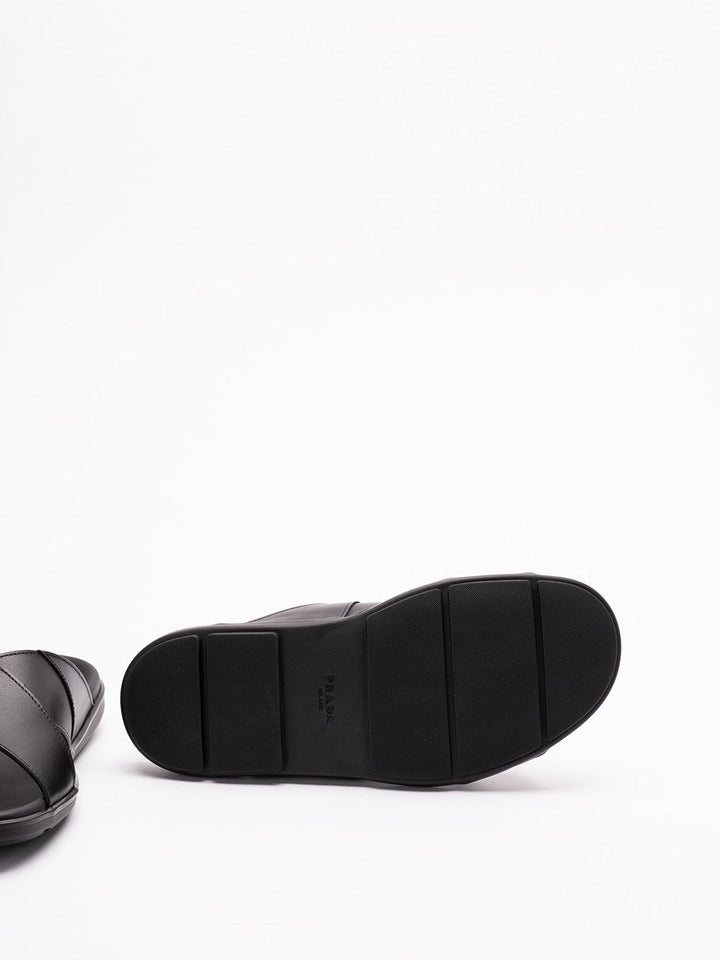 Prada Men Leather Crisscross Sandals