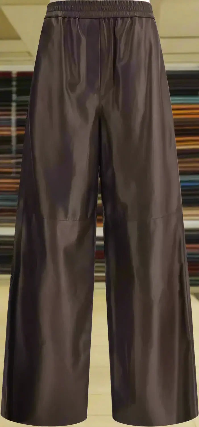 Brown wide-leg pants on a white background