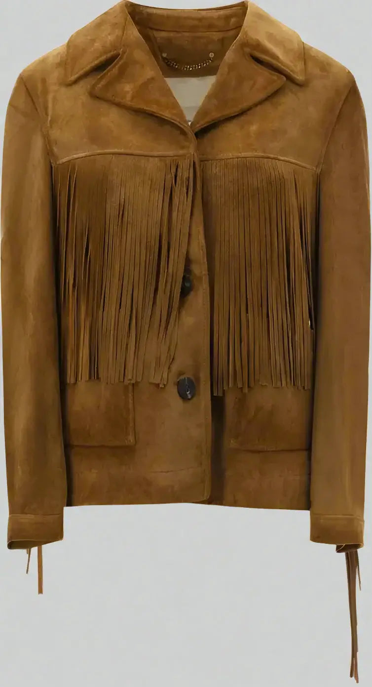 GOLDEN GOOSE women's brown Suede Jacket with fringes