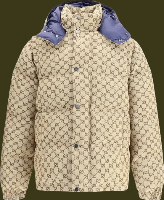 GUCCI beige SPW BLOUSON GG CANVAS W/FEATH