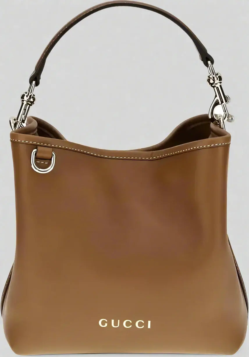 Gucci GG Emblem Leather Bucket Bag