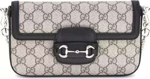 GUCCI black matelassé leather Horse bit 1955 Soft small Shoulder Bag