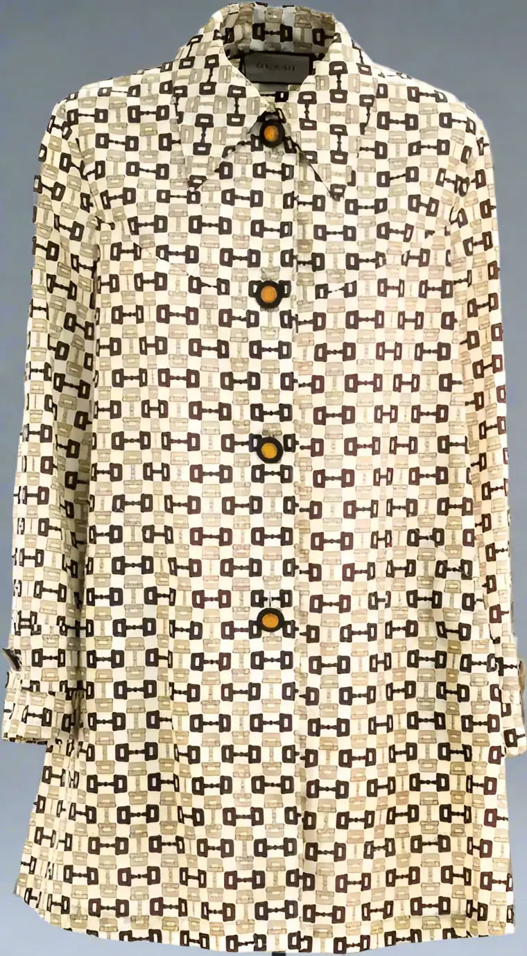 Patterned shirt with a collar and buttons on a plain background